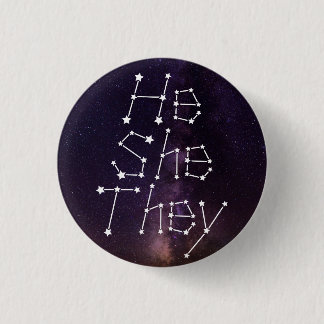 He/She/They Galaxy Starry Night Sky Constellation  1 Inch Round Button