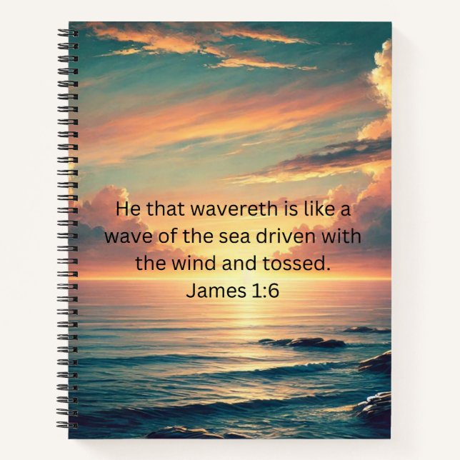 He that Wavereth Inspirational Notebook (Front)