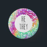 HE/THEY Pronouns Colourful Rainbow Swirls CUSTOM  1 Inch Round Button<br><div class="desc">Decorate your outfit with this cool art button. Makes a great  gift! You can customize it and add text too. Check my shop for lots more colours and patterns! Let me know if you'd like something custom too.</div>