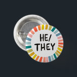 HE/THEY Pronouns Rainbow Soft Circle Rings 1 Inch Round Button<br><div class="desc">Decorate your outfit with this cool art button. You can customize it and add text too. Check my shop for lots more colours and patterns! Let me know if you'd like something custom too.</div>