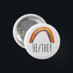 HE/THEY Pronouns Watercolor Rainbow Button<br><div class="desc">Decorate your outfit with this cool art button. You can customize it and add text too. Check my shop for lots more colours and patterns! Let me know if you'd like something custom too.</div>