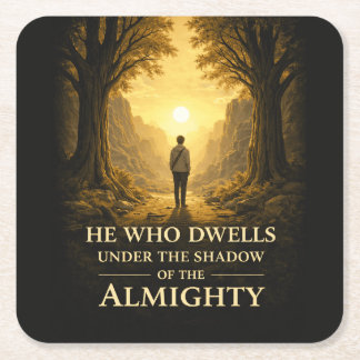 He Who Dwells Psalm 91 Christian Art Square Paper Coaster