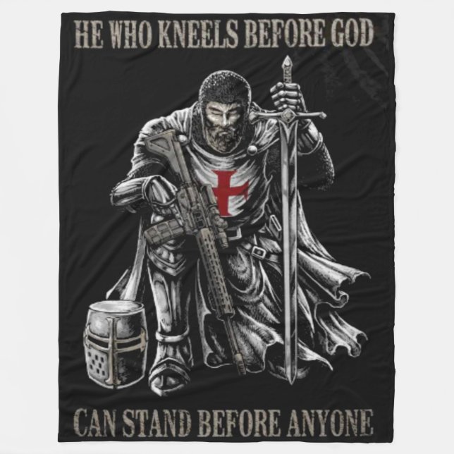 HE WHO KNEELS BEFORE GOD FLEECE BLANKET (Front)