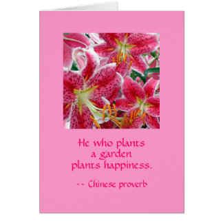 He who plants a garden plants happiness. WI BB