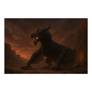 He Who Waits at Dusk – Mythic Dragon Sentinel Prin Poster