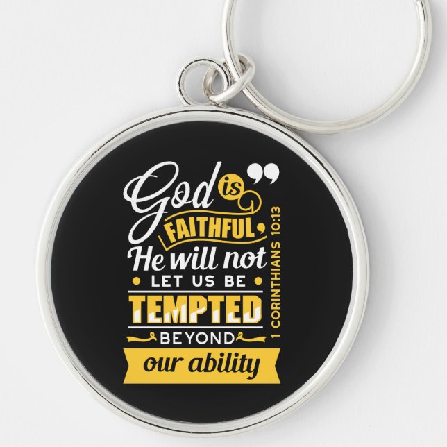  He Will Not Let You Be Tempted – Bible Verse Keychain (Front)