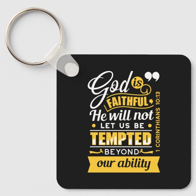  He Will Not Let You Be Tempted – Bible Verse Keychain (Front)