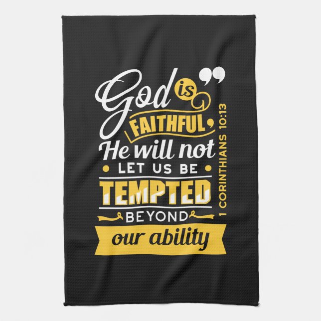  He Will Not Let You Be Tempted – Bible Verse Kitchen Towel (Vertical)