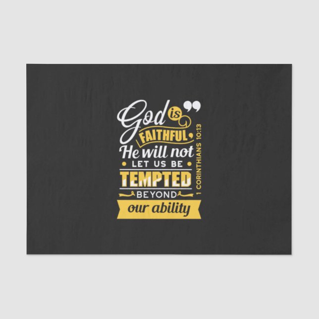  He Will Not Let You Be Tempted – Bible Verse Tissue Paper (Front)