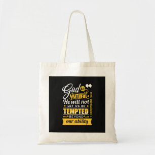 He Will Not Let You Be Tempted – Bible Verse Tote Bag