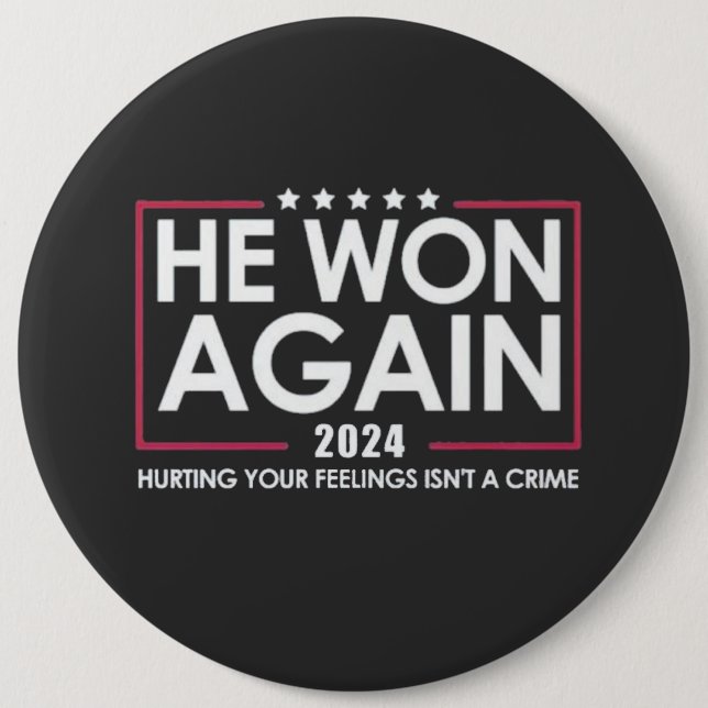 He Won Again 2024 Trump Inaguration 2025 6 Inch Round Button (Front)