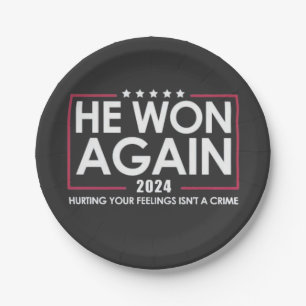 He Won Again 2024 Trump Inaguration 2025 Paper Plate