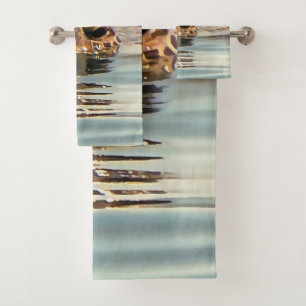 Head Above Water Turtle Ocean Wildlife Art Bath Towel Set