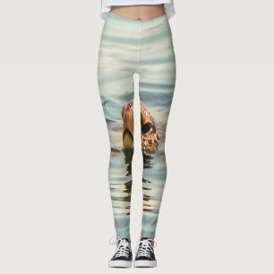 Head Above Water Turtle Ocean Wildlife Art Leggings