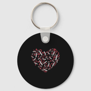 Head And Neck Cancer Awareness Burdy Ivory Ribbon Keychain