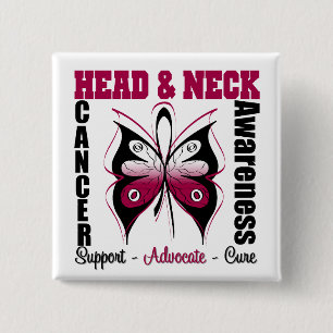 Head and Neck Cancer Awareness Butterfly 2 Inch Square Button