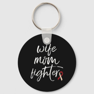 Head And Neck Cancer Awareness Ribbon Wife Mom Fig Keychain