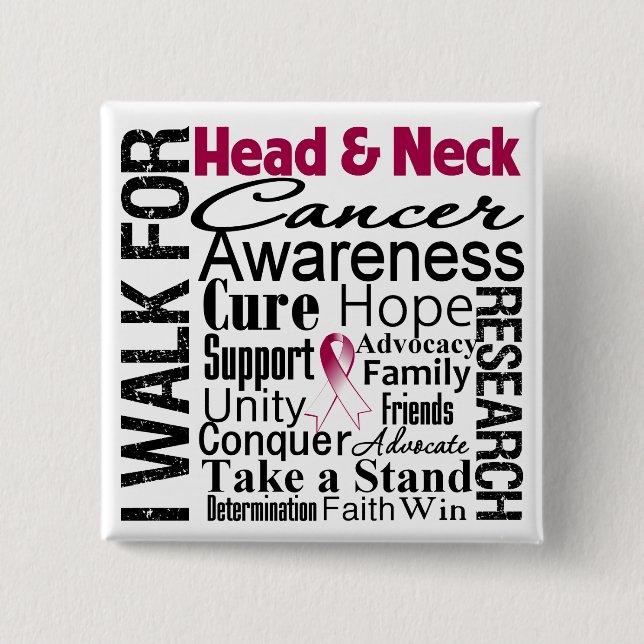 Head and Neck Cancer Awareness Walk 2 Inch Square Button (Front)