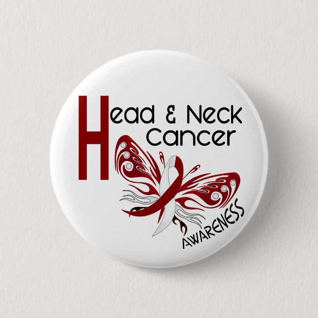 Head and Neck Cancer BUTTERFLY 3.1 2 Inch Round Button (Front)