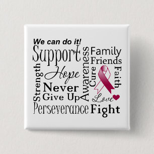 Head and Neck Cancer Supportive Words 2 Inch Square Button