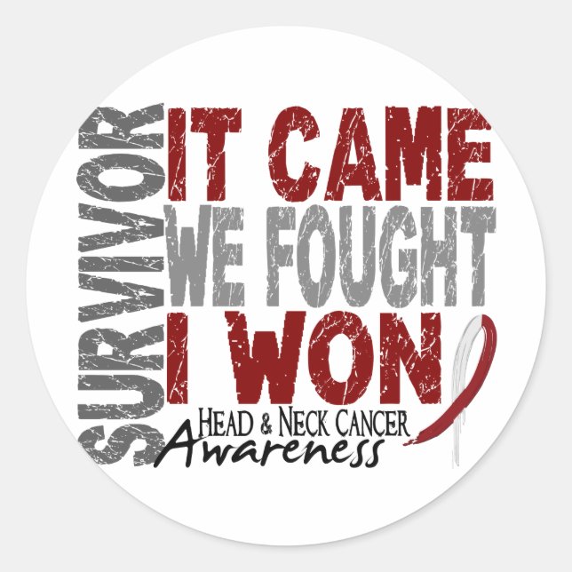 Head and Neck Cancer Survivor It Came We Fought Classic Round Sticker (Front)