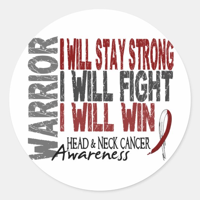 Head And Neck Cancer Warrior Classic Round Sticker (Front)