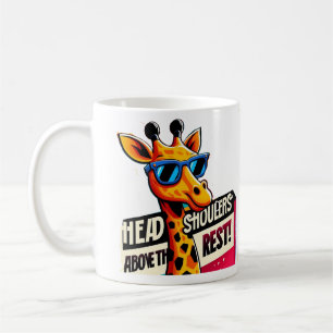 head and shoulders above the rest funny giraffe co coffee mug