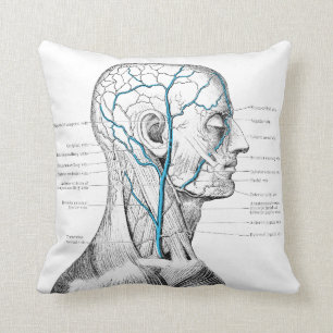 Head and veins - anatomy throw pillow