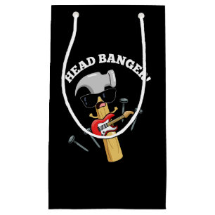 Head Banger Funny Music Puns Dark BG Small Gift Bag