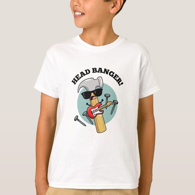 Head Banger Funny Music Puns  T-Shirt (Front)