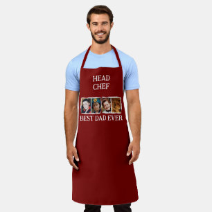 Head Chef Best Dad Ever 4 photo white burgundy Apron
