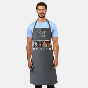 Head Chef Best Dad Ever 4 photo white grey Apron
