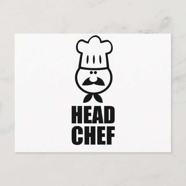 Head chef face & hat black design postcard (Front)
