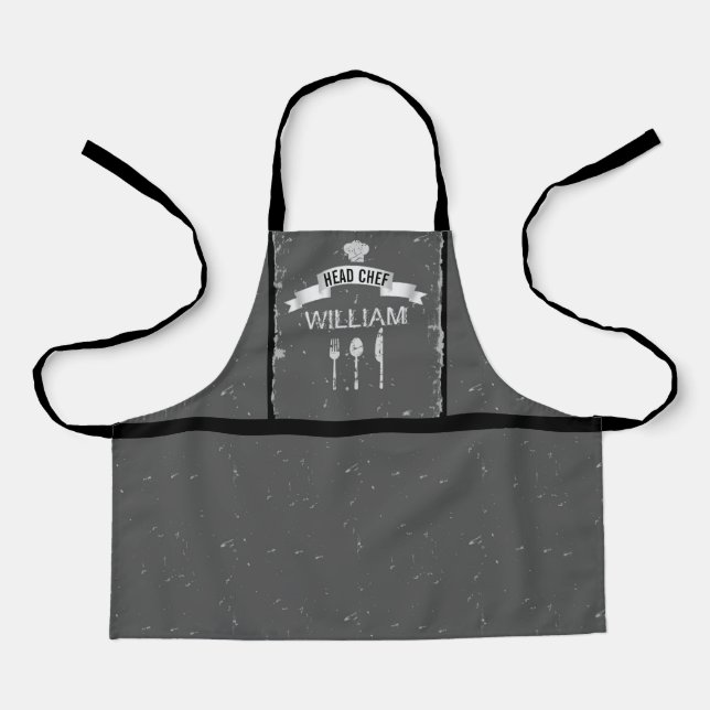 Head Chef grey name boy Apron (Front)