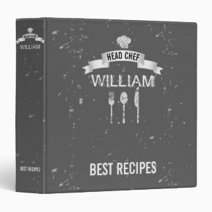 Head chef grey recipes custom name  binder