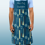 Head Chef Personalized Apron<br><div class="desc">Fun Head Chef design with retro kitchen implements for your favourite chef, cook or grill expert. Change the name to personalize.</div>