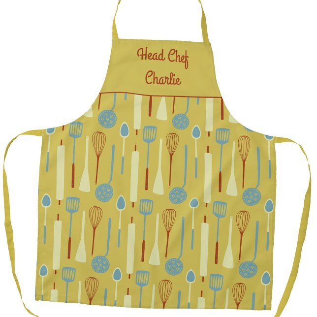 Head Chef Personalized Apron (Head Chef personalized vintage kitchen apron with editable text)