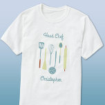 Head Chef Personalized T-Shirt<br><div class="desc">Fun Head Chef design with vintage kitchen utensils for your favourite chef, cook or grill expert. Change the name and text to personalize.</div>