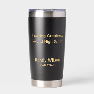 Head Coach Gold Text Front & Back, 20oz Black Insulated Tumbler