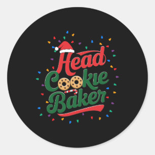 Head Cookie Baker Christmas Cookie Baking Classic Round Sticker