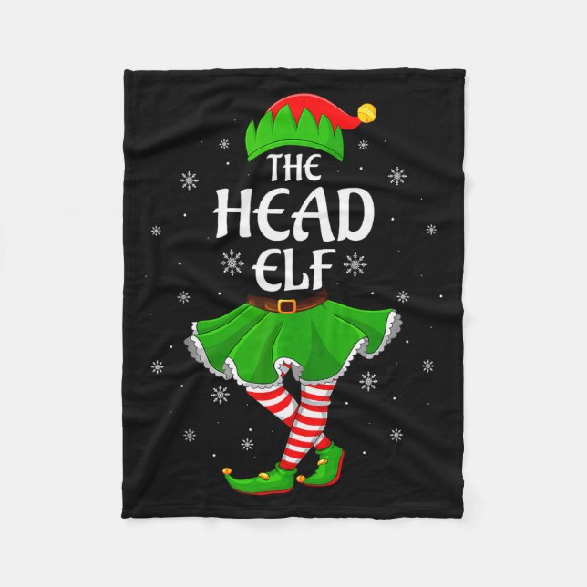 Head Elf Christmas Family Girls Women Elf Squad Xm Fleece Blanket (Front)