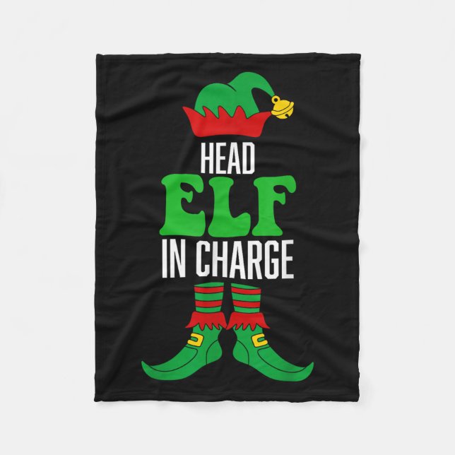 Head Elf In Charge  Fleece Blanket (Front)
