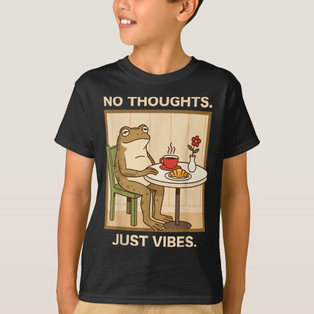 Head Empty Funny Meme No Thoughts Just Vibes Frog  T-Shirt (Front)