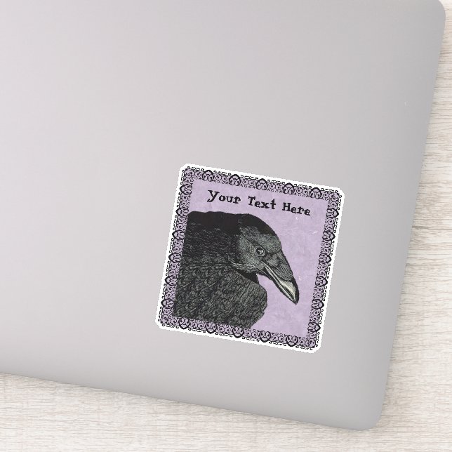 Head Face of Black Crow Purple Gothic Border (Detail)