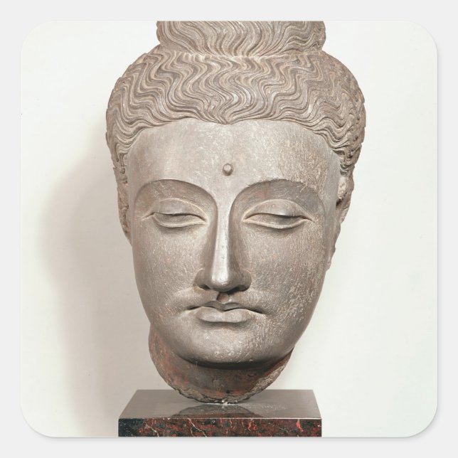 Head from a statue of the Buddha, from Square Sticker (Front)