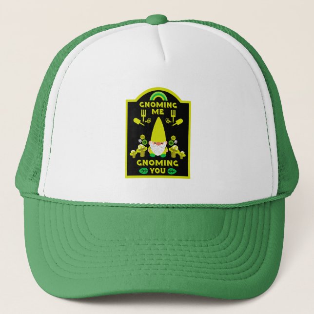 Head Garden Gnome Allotment Garden Trucker Hat (Front)