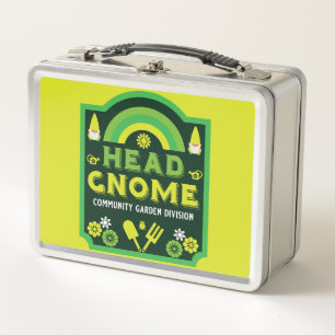 Head Garden Gnome Community Garden Metal Lunch Box