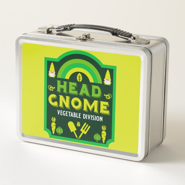 Head Garden Gnome Vegetable Garden Metal Lunch Box (Front)