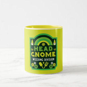 Head Garden Gnome Weeding Two-Tone Coffee Mug
