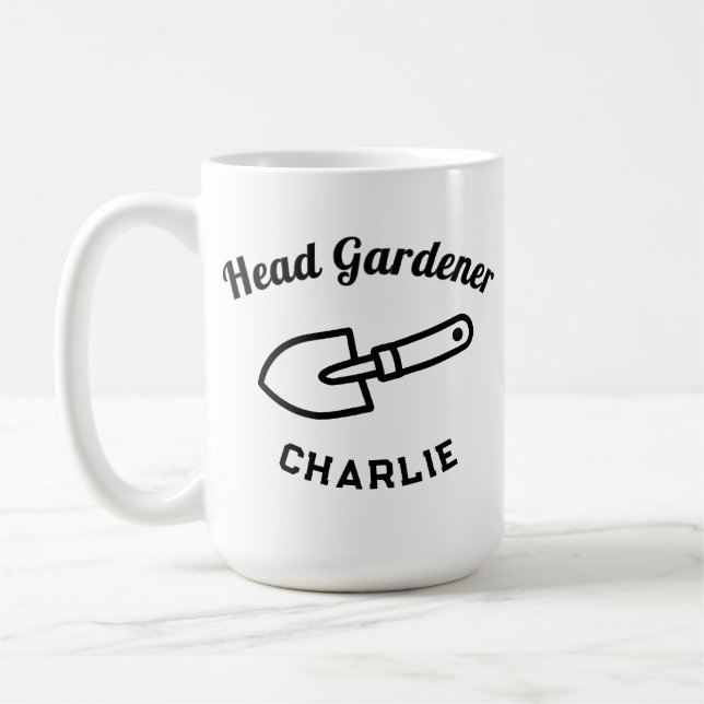 Head Gardener Humor Funny Garden Trowel Custom Coffee Mug (Left)